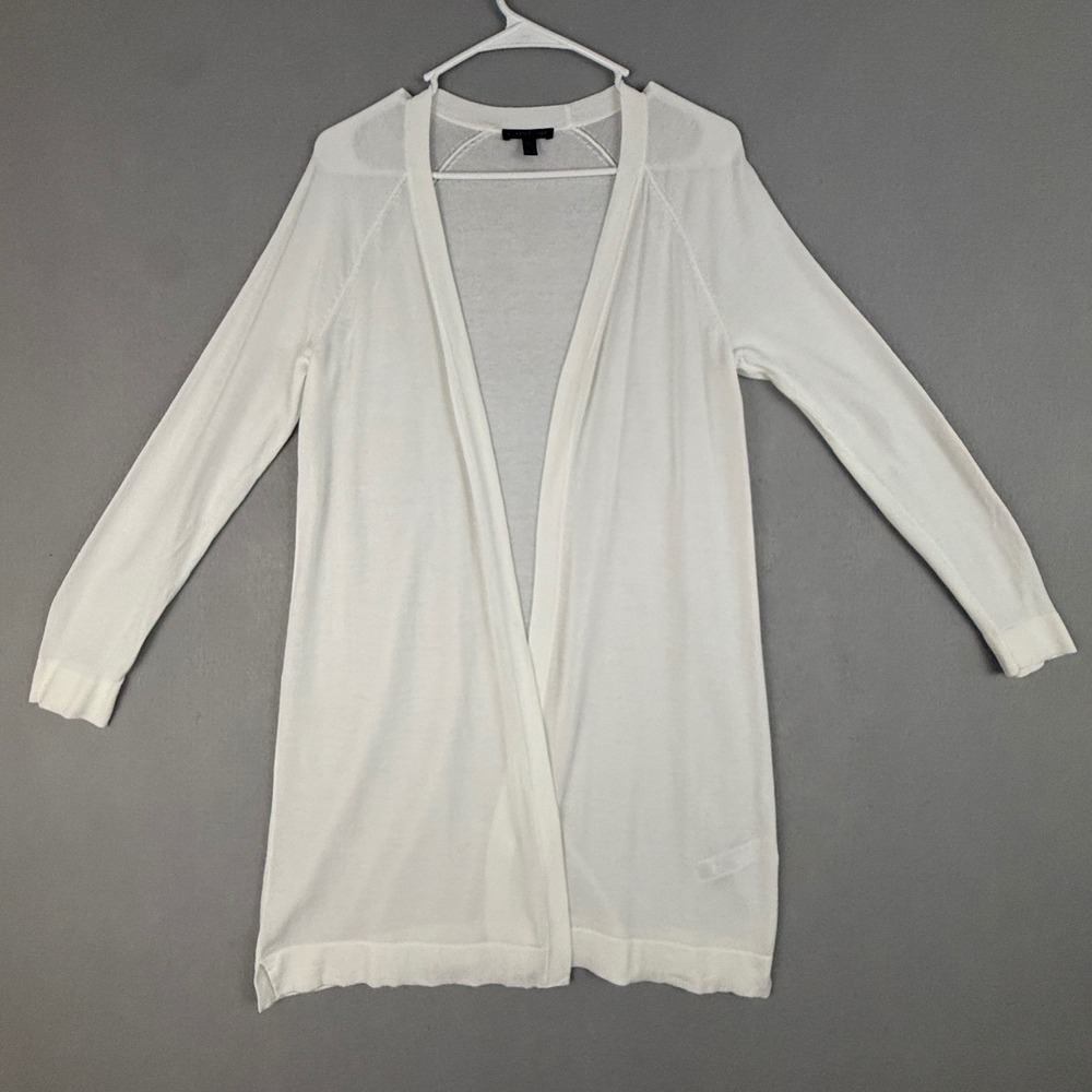 Eileen Fisher White Open Front Longline Cardigan Women's XS Tencel Lyocell Blend